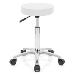Stool - No Back - Chrome Base - White